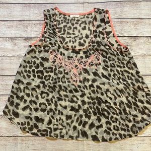E Hanger M Anthropologie Women’s Leopard 🐆Print sleeveless Blouse size M